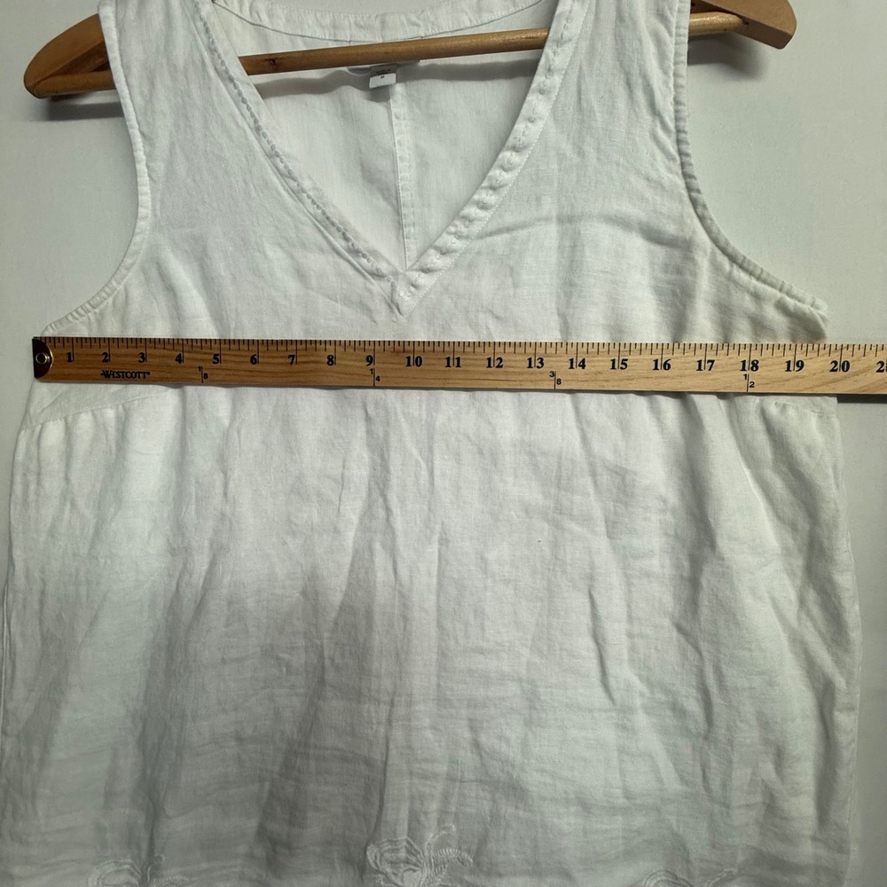 Pure Jill Elements White Linen Embroidered Sleeveless Tunic Dress Medium Coastal - Picture 14 of 15